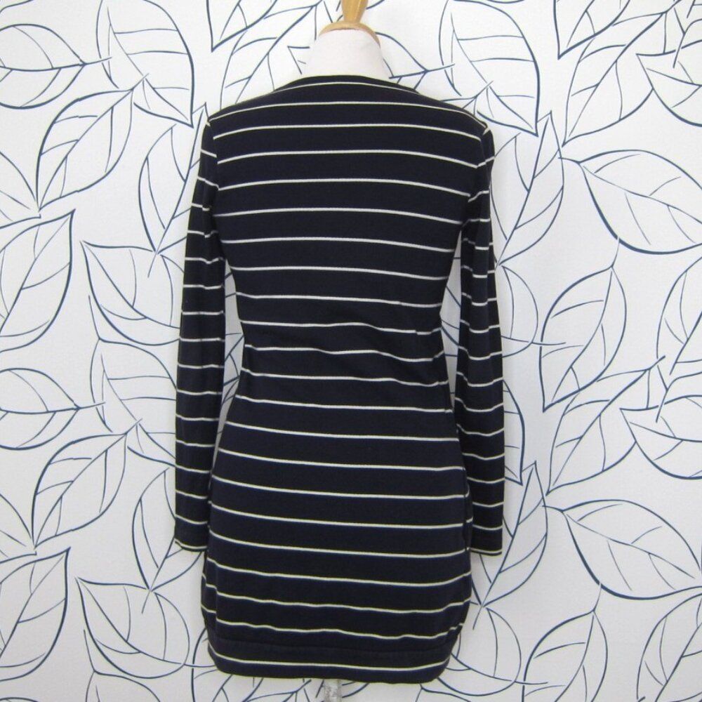 Lacoste Navy Blue Striped Long Sleeve Dress w/ Pockets Cotton Size 34 - Picture 4 of 9